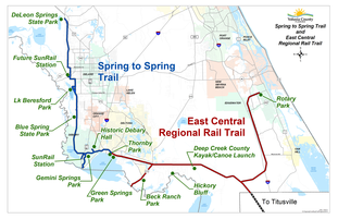 Spring to Spring Trail and East Coast Greenway map
