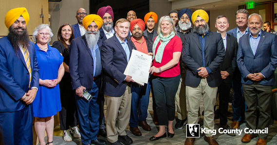 King County Council group photo with Sikh community for Vaisakhi Day proclamation